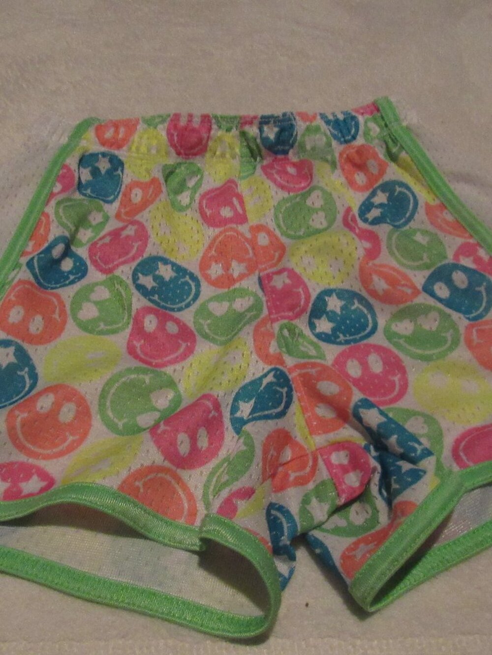 SO Mesh Smiley Faces Multi Color Shorts Size Medium 10/12 USED